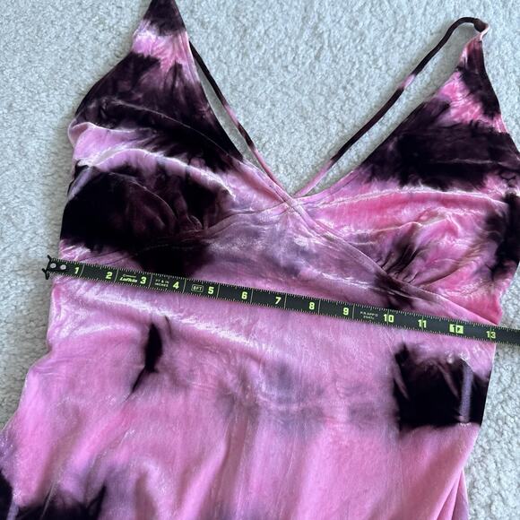 Y2K Pink Velour Halter Mini Dress Paris Hilton Juicy Era Fairy Grunge 2000s M - Picture 5 of 6